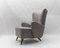 Large Grey Boucle Fabric Wingback Armchair, Italy, 1950s 4