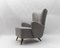 Large Grey Boucle Fabric Wingback Armchair, Italy, 1950s, Image 4