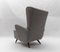 Large Grey Boucle Fabric Wingback Armchair, Italy, 1950s 6