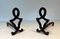 Modernized and Wrought Iron Chenets in the style of Raymond Subes, 1940s, Set of 2 2