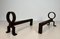 Chenets modernisti in ferro battuto nello stile di Jean Royère, anni '50, set di 2, Immagine 8
