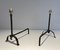 Wrought Iron Chenets and Brass, 1950s, Set of 2 4