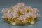 Plafón italiano para seis luces de latón con flores en rosa pastel claro de cristal de Murano, años 70, Imagen 9