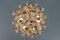 Italian 6-Light Flush Mount in Brass with Light Pastel Pink Murano Glass Flowers, 1970s 7