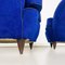 Italian Shell Armchairs in Electric Blue Fabric and Wooden Legs, 1950s, Set of 2 18