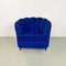 Italian Shell Armchairs in Electric Blue Fabric and Wooden Legs, 1950s, Set of 2 5