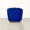 Italian Shell Armchairs in Electric Blue Fabric and Wooden Legs, 1950s, Set of 2 9