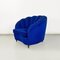 Italian Shell Armchairs in Electric Blue Fabric and Wooden Legs, 1950s, Set of 2 4