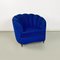 Italian Shell Armchairs in Electric Blue Fabric and Wooden Legs, 1950s, Set of 2 6