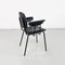 Modern Italian Chair in Metal and Black Leather with Arms, 1960s 6