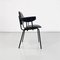 Sedia moderna in metallo e pelle nera con braccioli, Italia, anni '60, Immagine 5