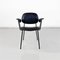 Modern Italian Chair in Metal and Black Leather with Arms, 1960s 2