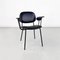 Modern Italian Chair in Metal and Black Leather with Arms, 1960s 4