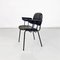Moderner Italienischer Stuhl aus Metall & Schwarzem Leder mit Armlehnen, 1960er 3