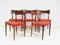Vintage Dining Chairs in Wood and Leather by Bernhard Pedersen & Son for Christian Linneberg, 1960s, Set of 5 1