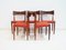 Sedie da pranzo vintage in legno e pelle di Bernhard Pedersen & Son per Christian Linneberg, anni '60, set di 5, Immagine 4