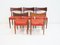 Sedie da pranzo vintage in legno e pelle di Bernhard Pedersen & Son per Christian Linneberg, anni '60, set di 5, Immagine 5