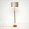 Vintage Swedish Brass, Teak & Leather Floor Lamp, 1960s 2