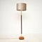 Vintage Swedish Brass, Teak & Leather Floor Lamp, 1960s 1