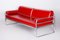 Rotes Bauhaus Sofa aus verchromtem Stahl & Leder Hynek Gottwald zugeschrieben, 1930er 8