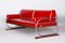 Bauhaus Red Sofa in Chrome-Plated Steel & High Quality Leather attributed to Robert Slezák, Czech, 1930s 1