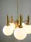 Lampadario Mid-Century in ottone e opalino, Italia, Immagine 15