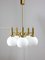 Mid-Century Italian Brass and Opaline Chandelier, Image 9