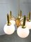 Lustre Mid-Century en Laiton et Opaline, Italie 6