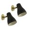 Mid-Century Brass and Black Adjustable Wall Lamps, 1950s, Set of 2 1