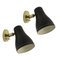 Mid-Century Brass and Black Adjustable Wall Lamps, 1950s, Set of 2, Image 1