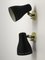 Mid-Century Brass and Black Adjustable Wall Lamps, 1950s, Set of 2 3