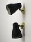 Mid-Century Brass and Black Adjustable Wall Lamps, 1950s, Set of 2, Image 3