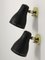 Mid-Century Brass and Black Adjustable Wall Lamps, 1950s, Set of 2, Image 2