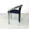 Italian Modern Dark Blue Velvet and Chromed Metal Chairs, 1980s, Set of 4 5