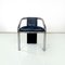 Italian Modern Dark Blue Velvet and Chromed Metal Chairs, 1980s, Set of 4 3