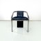 Italian Modern Dark Blue Velvet and Chromed Metal Chairs, 1980s, Set of 4, Image 3