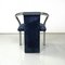 Italian Modern Dark Blue Velvet and Chromed Metal Chairs, 1980s, Set of 4 6