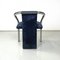 Italian Modern Dark Blue Velvet and Chromed Metal Chairs, 1980s, Set of 4, Image 6