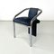 Italian Modern Dark Blue Velvet and Chromed Metal Chairs, 1980s, Set of 4 4