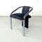 Italian Modern Dark Blue Velvet and Chromed Metal Chairs, 1980s, Set of 4, Image 4