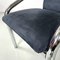 Italian Modern Dark Blue Velvet and Chromed Metal Chairs, 1980s, Set of 4 13