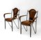 Mid-Century French Leather & Iron Armchairs in the style of Jacques Adnet, 1950s, Set of 2 2