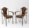 Mid-Century French Leather & Iron Armchairs in the style of Jacques Adnet, 1950s, Set of 2 1