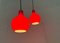 Lámparas colgantes alemanas Mid-Century de vidrio rojo de Peill & Putzler, años 60. Juego de 2, Imagen 2