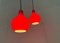 Mid-Century German Red Glass Pendant Lamps from Peill & Putzler, 1960s, Set of 2, Image 2