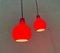 Lampade a sospensione Mid-Century in vetro rosso di Peill & Putzler, Germania, anni '60, set di 2, Immagine 13
