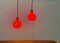 Lampade a sospensione Mid-Century in vetro rosso di Peill & Putzler, Germania, anni '60, set di 2, Immagine 3