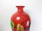 Große Mid-Century Modern Vase aus rotem Muranoglas mit floralen Motiven, 1970er 2
