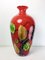 Grand Vase Mid-Century Moderne en Verre de Murano Rouge avec Motifs Floraux, 1970s 1