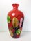 Large Mid-Century Modern Red Murano Glass Vase with Floral Motifs, 1970s 1